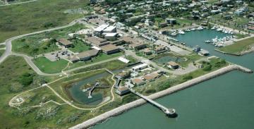 Aerial view of the University of Texas Marine Science Institute.