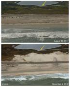 Before and After images from Hurricane Sandy taken in North Carolina. Credit: USGS.