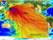 This image shows the maximum wave heights of the tsunami generated by the Japan earthquake on March 11, 2011. It does NOT represent levels of radiation from the damaged Fukushima nuclear power plant. Credit: National Oceanic and Atmospheric Administration